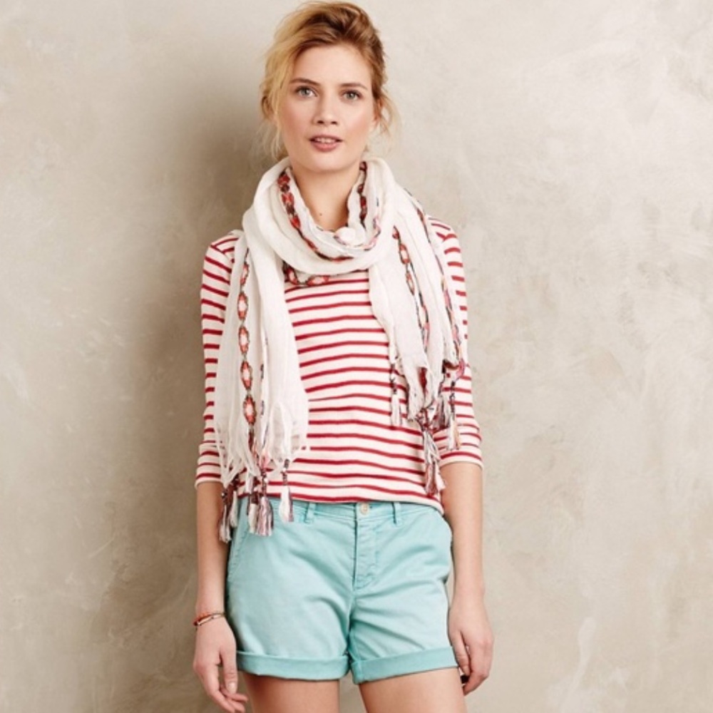 Anthropologie Pilcro Hyphen Teal Blue Chino Bermuda Shorts Size 26 Pastel Beach